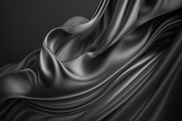  a black and white photo of a cloth with a wavy pattern on the top of it and the bottom of the image with a black background.  generative ai