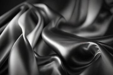 Wall Mural - a black and white photo of a satin fabric with a very soft feel to it's fabric, with a very soft feel to it'embellishment. generative ai