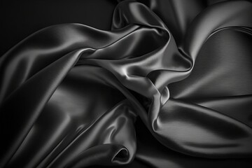 Wall Mural - a black and white photo of a satin fabric textured with a satin like material that is very soft and smooth and soft like fabric. generative ai