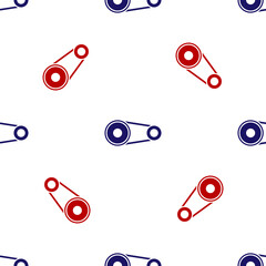 Sticker - Blue and red Timing belt kit icon isolated seamless pattern on white background. Vector