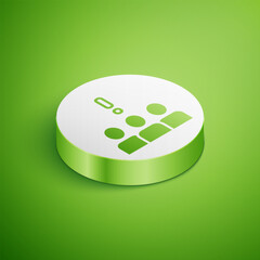 Sticker - Isometric Crowd protest icon isolated on green background. Demonstration. White circle button. Vector