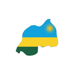 Canvas Print - Rwanda national flag in a shape of country map