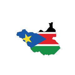 Canvas Print - South Sudan national flag in a shape of country map