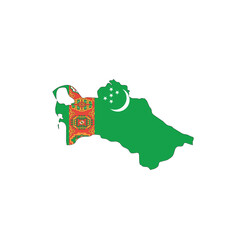 Wall Mural - Turkmenistan national flag in a shape of country map