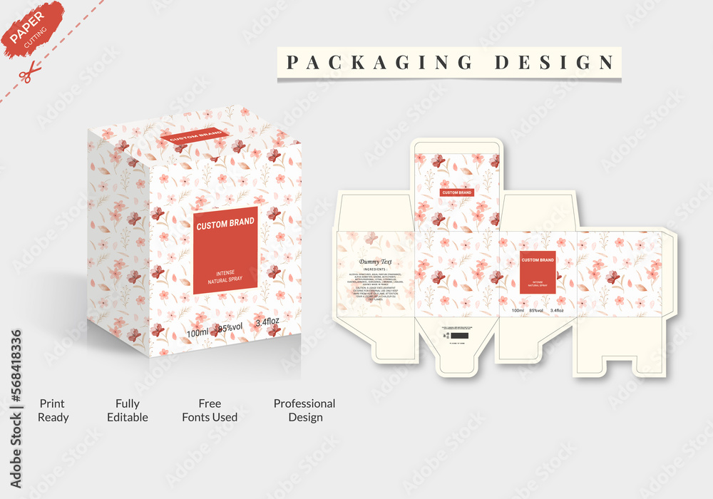 3D Packaging design, luxury box Packaging design template, Box die line ...