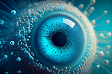 Fototapete - Futuristic digital eye, illustration generative AI.