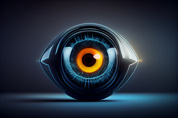 Fototapete - Futuristic digital eye, illustration generative AI.