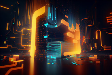 Poster - Futuristic background with glowing light effect, digital illustration generative AI.
