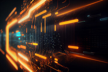 Poster - Futuristic background with glowing light effect, digital illustration generative AI.