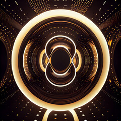 Aufkleber - Neon Hexagon Tunnel modern background, digital illustration generative AI.