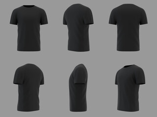 blank black shirt mockup template, front and back view, isolated on white plain t-shirt mockup. swea