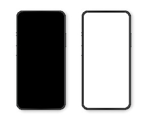 Poster - Set smartphone. Phone black with black and white screen - vector