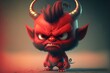 a cute adorable devil character generative ai rendered in the style of children-friendly cartoon animation fantasy style