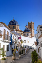 Historic Town Center Of Altea With The Our Lady Of Solace Church And Whitewashed Buildings