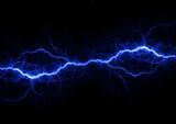 Fototapeta Natura - Blue lightning, cold electrical discharge, element danger
