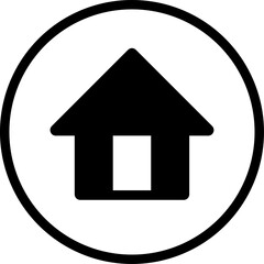 Poster - Simple Black and White House in Circle Home Symbol or Website Homepage Button Badge Sign Icon. Vector Image.