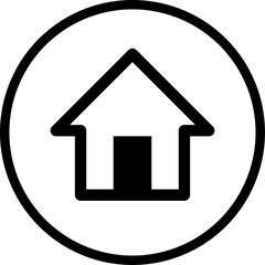 Poster - Simple Black and White House in Circle Home Symbol or Website Homepage Button Badge Sign Icon. Vector Image.