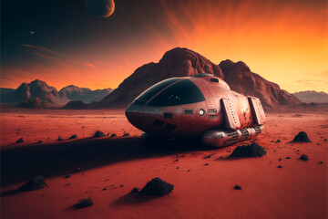 The spaceship landed on mars created using Generative AI