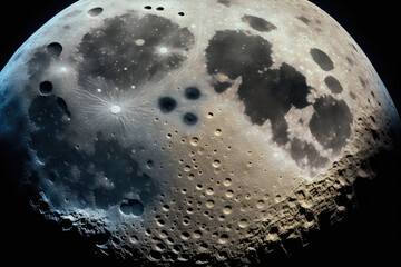 Wall Mural - Moon in close up, displaying the lunar surface's finer characteristics. Generative AI