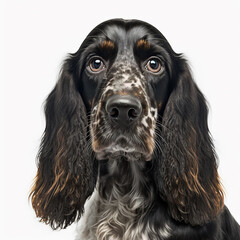 English Cocker Spaniel Dog looking at camera, Photo Studio, Generative AI