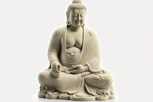 Statue Of Buddha On A White Background, Generative Ai