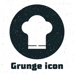 Sticker - Grunge Chef hat icon isolated on white background. Cooking symbol. Cooks hat. Monochrome vintage drawing. Vector