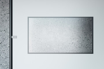 Poster - Blank mock up poster on light concrete wall. Advertisement and office concept. 3D Rendering.