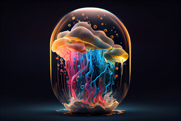 Leinwandbilder - Beautiful abstract surreal jelly fish in the aquarium  background.
