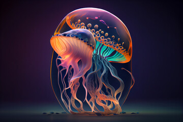 Leinwandbilder - Beautiful abstract surreal jelly fish in the aquarium  background.