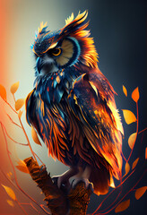 Aufkleber - Beautiful abstract surreal Owl background