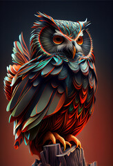 Aufkleber - Beautiful abstract surreal Owl background