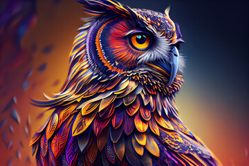 Aufkleber - Beautiful abstract surreal Owl background