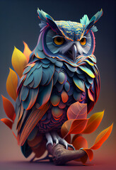 Aufkleber - Beautiful abstract surreal Owl background