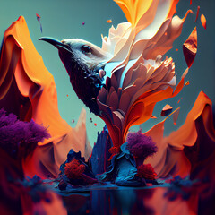 Aufkleber - Beautiful abstract bird with background