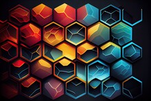 Abstract Colorful Background Made Of Hexagon Cubes