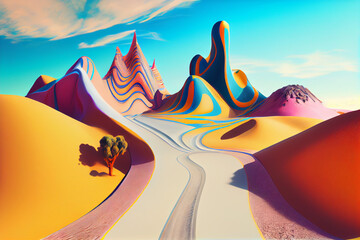 Aufkleber - Beautiful abstract surrealism  Road background