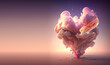 Explosive Heart Shape Cloud of Love - Vector Art Illustration Banner- Generative Ai