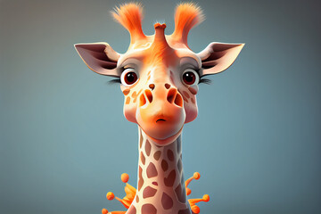 Aufkleber - Beautiful abstract Cute adorable Cartoon giraffe Character concept, contemporary and mood social background. 
