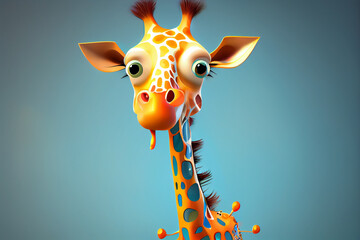 Aufkleber - Beautiful abstract Cute adorable Cartoon giraffe Character concept, contemporary and mood social background. 