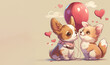Adorable Puppy Love A Valentine's Day Hand Drawn Illustration Graphic Art  Banner-  Generative AI