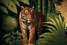 The Endangered Sumatran Tiger (Panthera Tigris Sumatrae) Lives On The Indonesian Island Of Sumatra. Generative AI