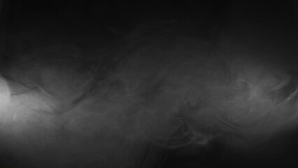 Wall Mural - Smoke over black background. Fog or steam abstract dark texture pattern.