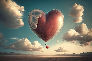 Wall Mural - a heart-shaped balloon in the sky, generative artificial intelligence 