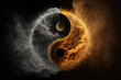 Burning ying yang symbol. Generative AI