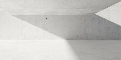 abstract empty, modern concrete walls exterior room with sunlight shadow from concrete roof and copy