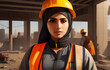 a painting portrait of a Arab female Construction Worker in outfit - Generative AI