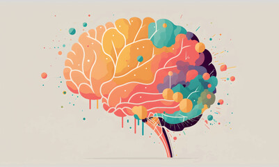 Vector illustration, creative watercolor brain background, abstract and minimal design. Isolated.