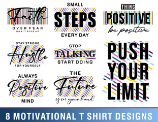 Wall Mural - T shirt Designs, T shirt Design Bundle Graphic Vector, Inspirational, Motivational, Slogan, Quotes
