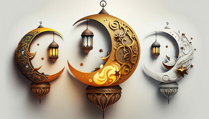 Canvas Print - Holy Ramadan Kareem moon. Month of fasting for Muslims.Generative AI.