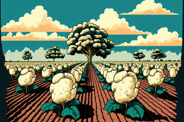 Wall Mural - Sugar beets grow in rows on plantations. Generative AI